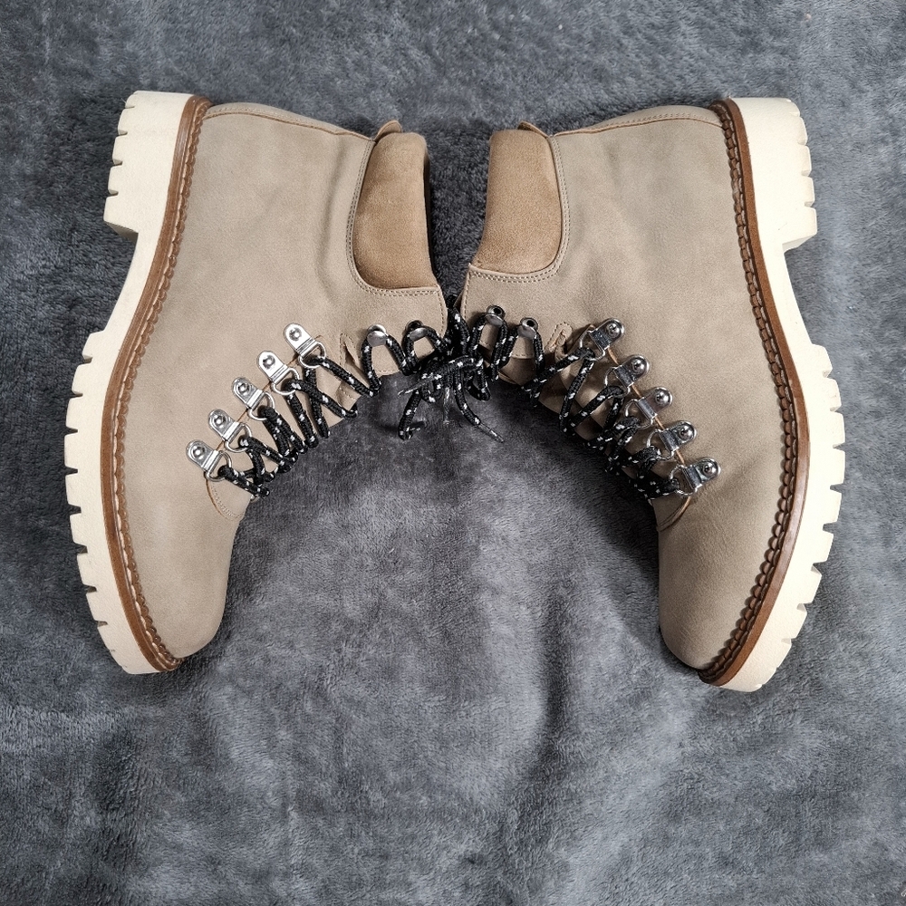 Steve Madden Leather Hiking Boots Women’s Size 7 Chunky Sole Lace-Up Ankle - Picture 3 of 7